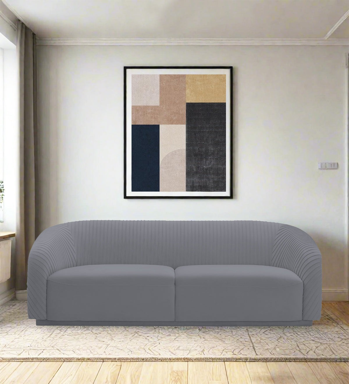 Yara Velvet Fabric 3 Seater Sofa