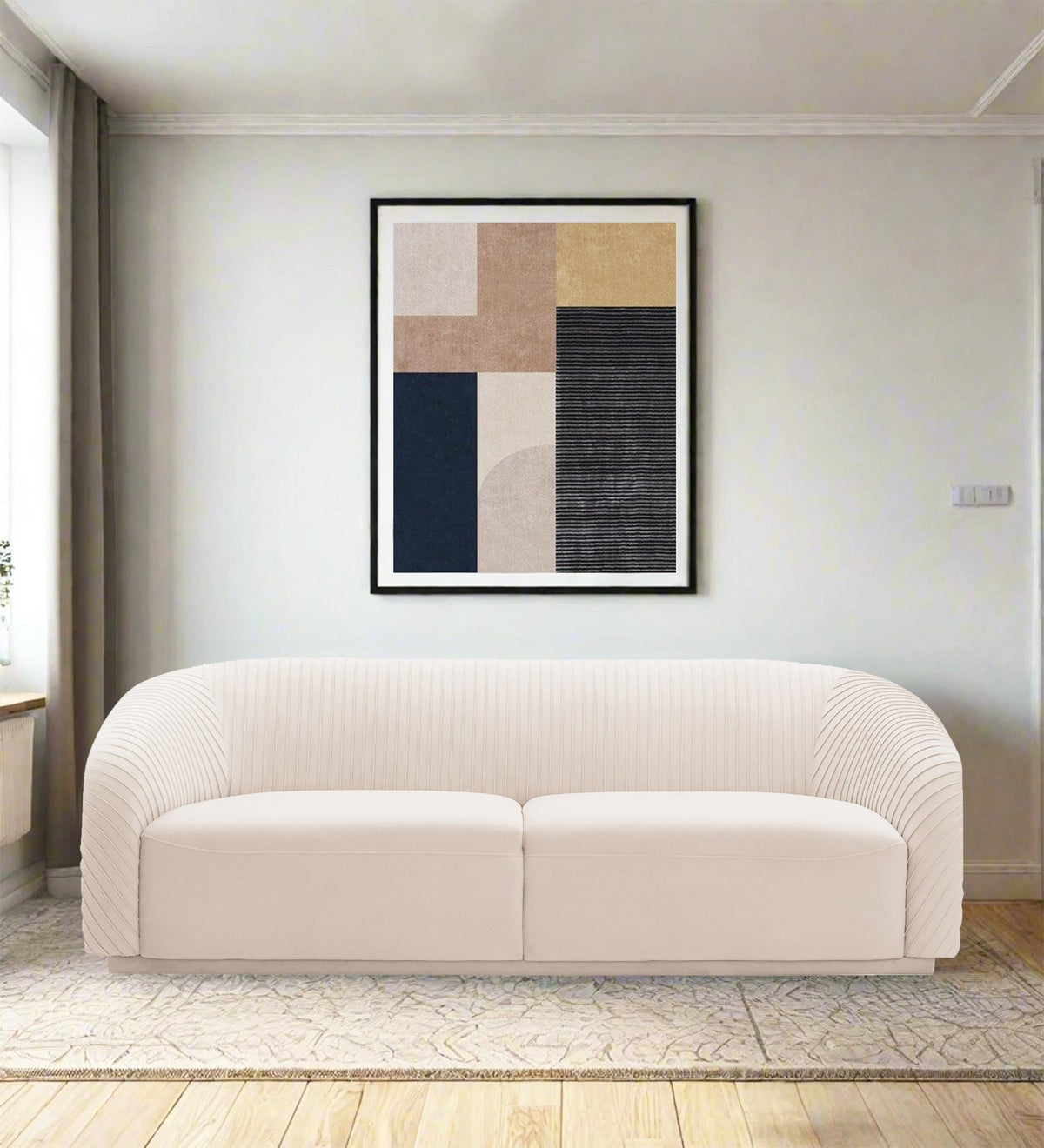 Yara Velvet Fabric 3 Seater Sofa