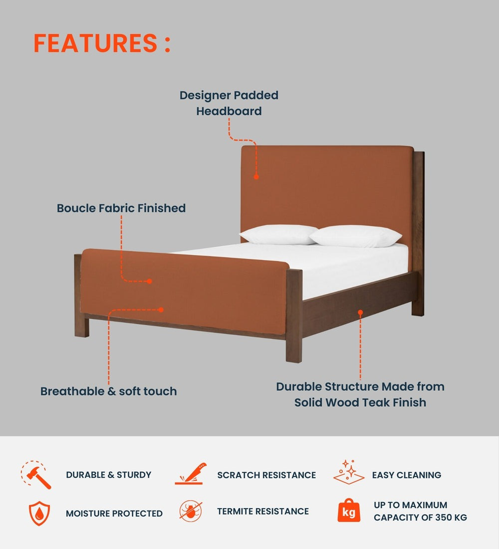 Aero Boucle Fabric Queen Size Bed