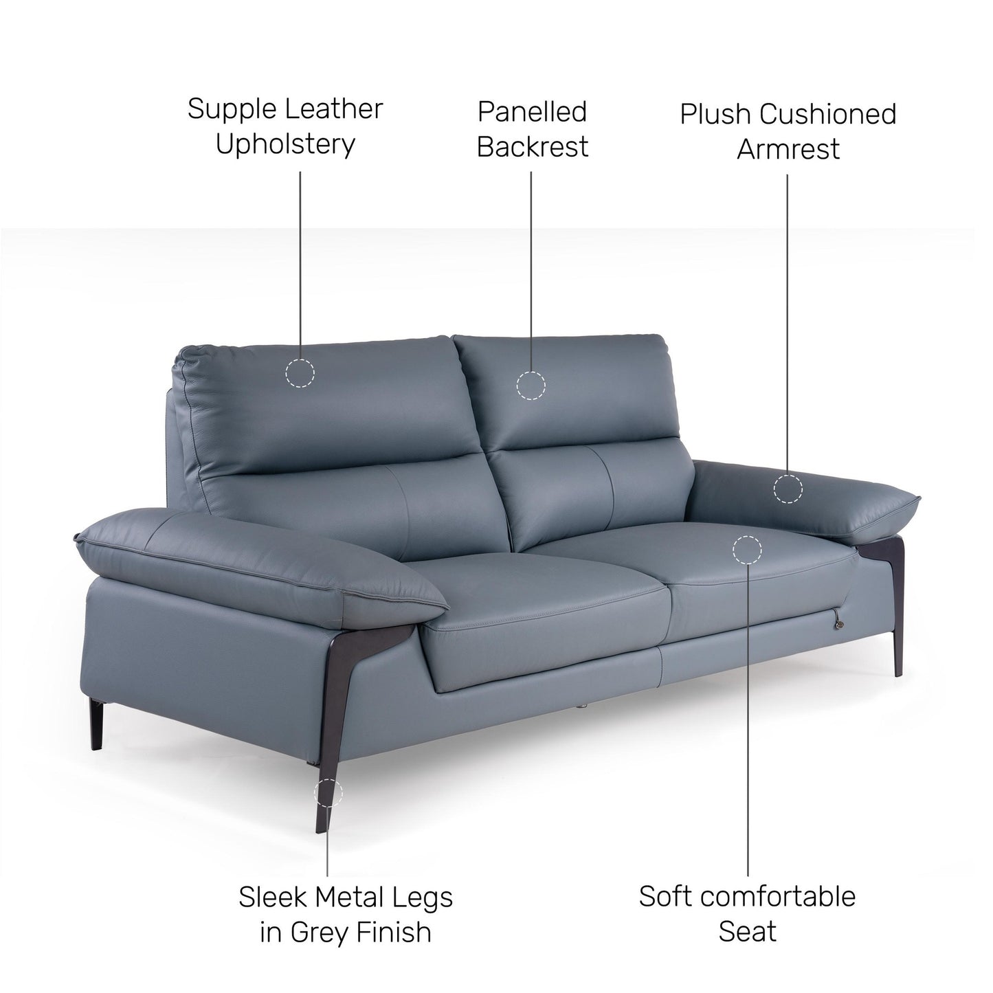 Rainer Leather 3 Seater Sofa