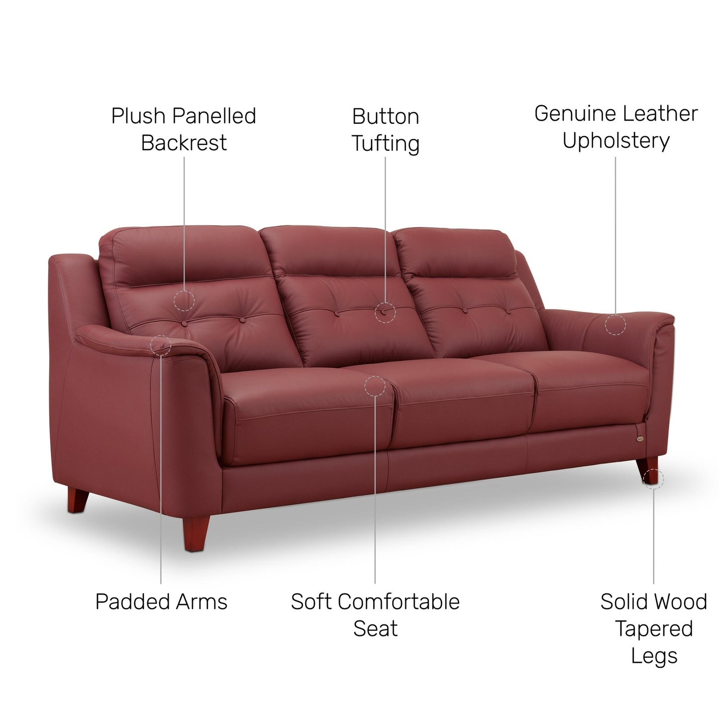 Patrick Leather 3 Seater Sofa