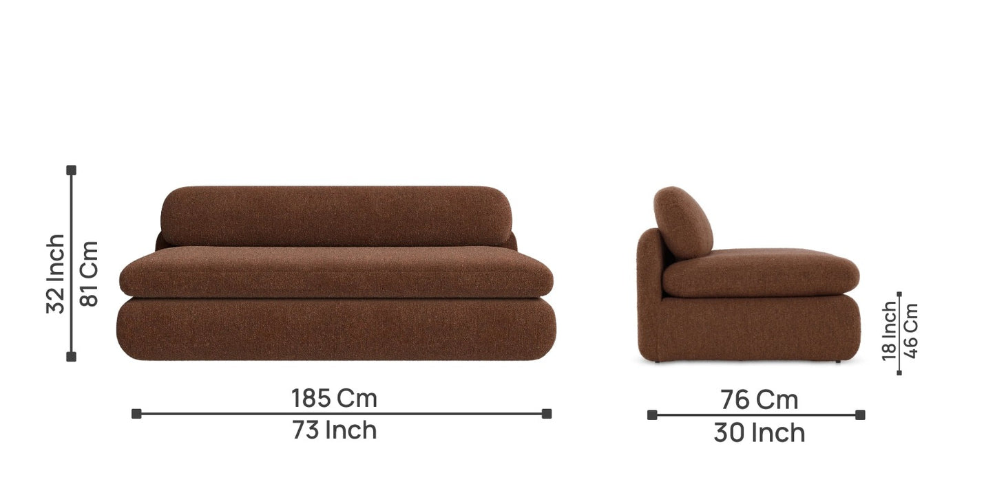 Soren Boucle Fabric 3 Seater Sofa In Bringo Brown Colour