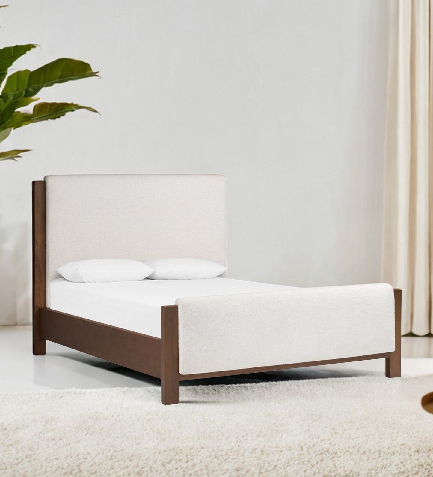 Zoro Boucle Fabric King Size Bed in Shell White Colour 1