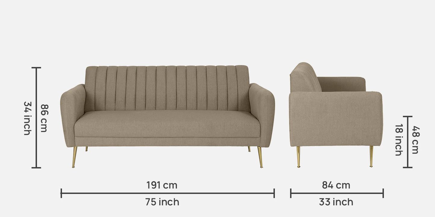 Fidel Fabric 3 Seater Sofa In Beige Colour