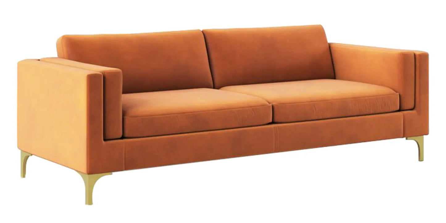 Limo Velvet 3 Seater Sofa in Tangerine orange Colour