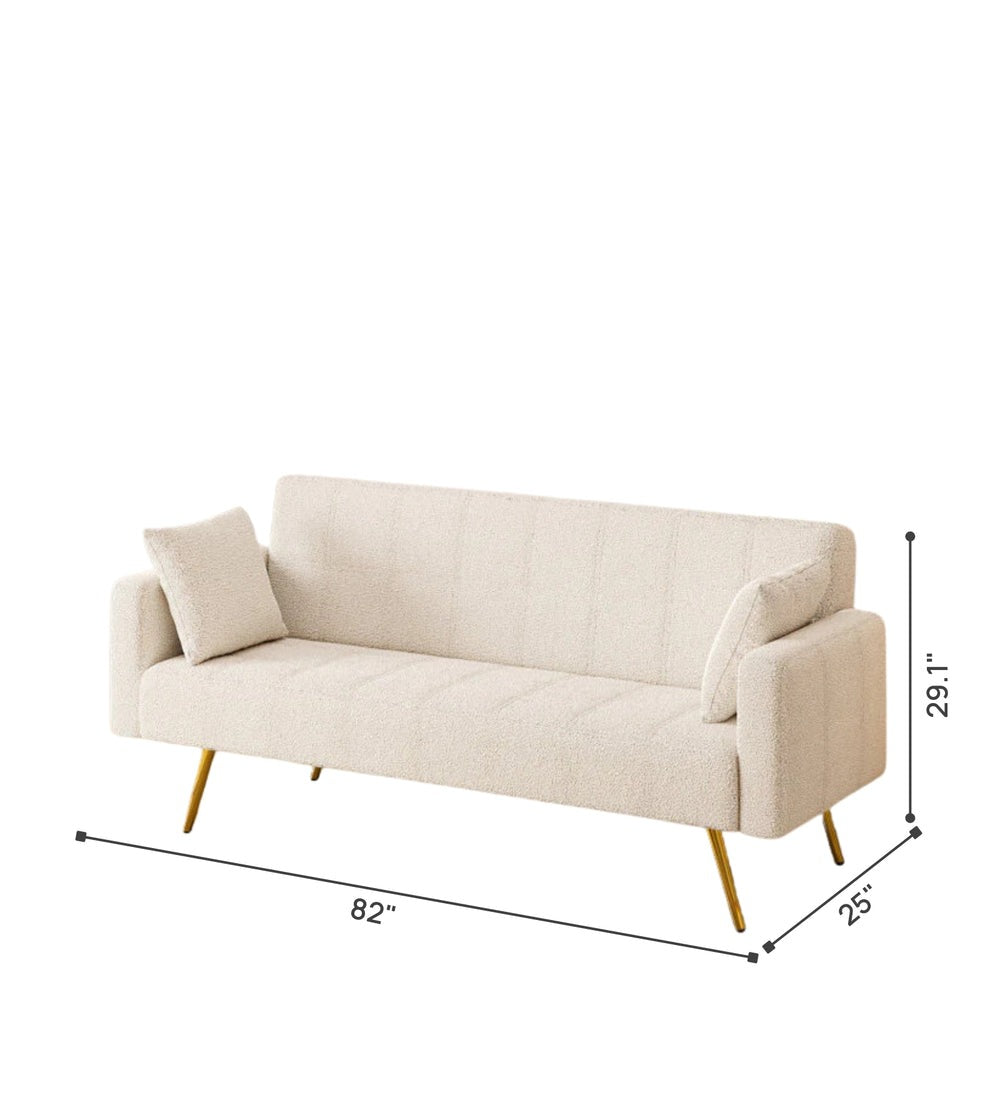 Arrow Boucle Fabric 3 Seater Convertible Sofa Cum Bed