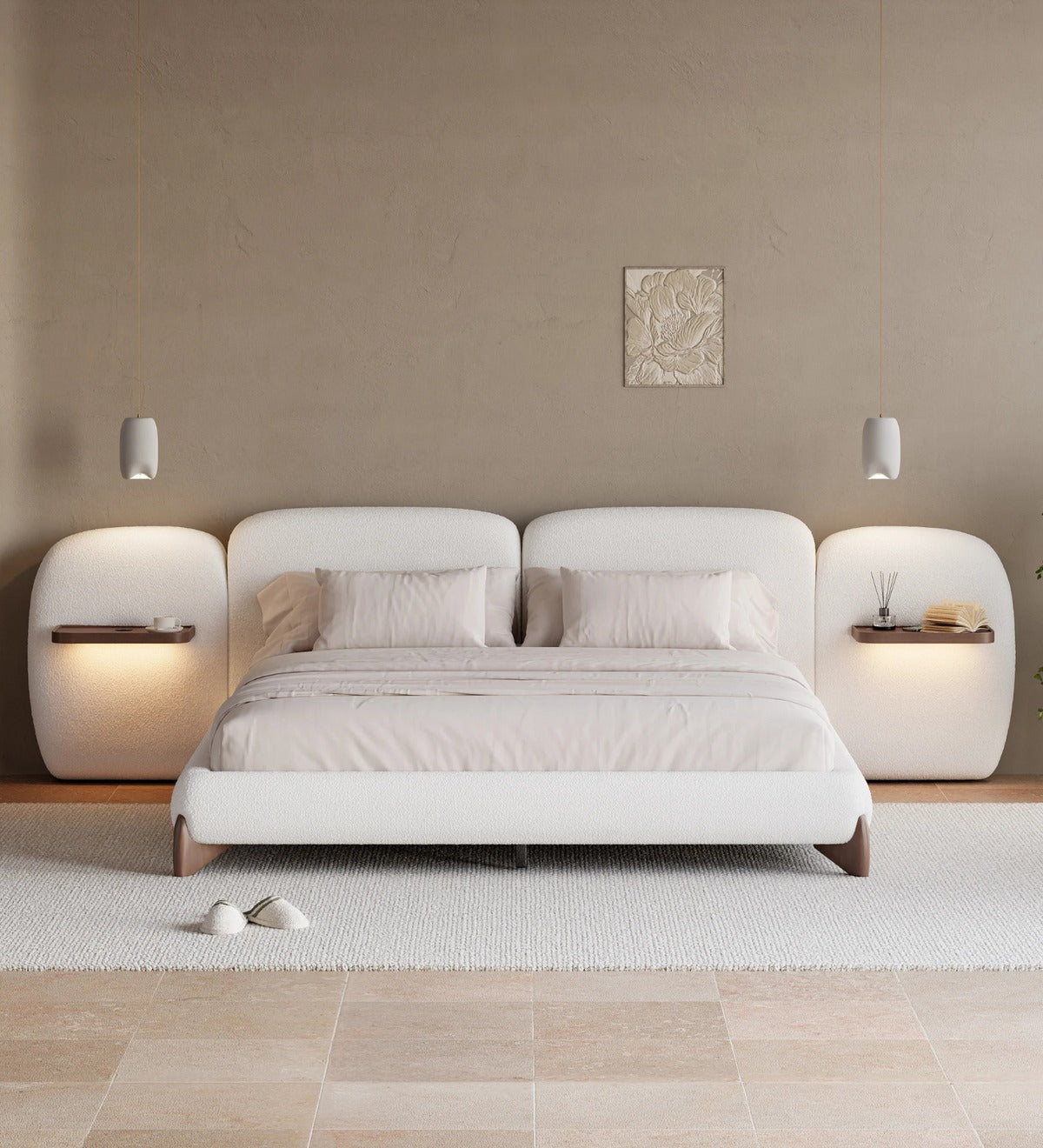 Elle Boucle Fabric King Size Bed