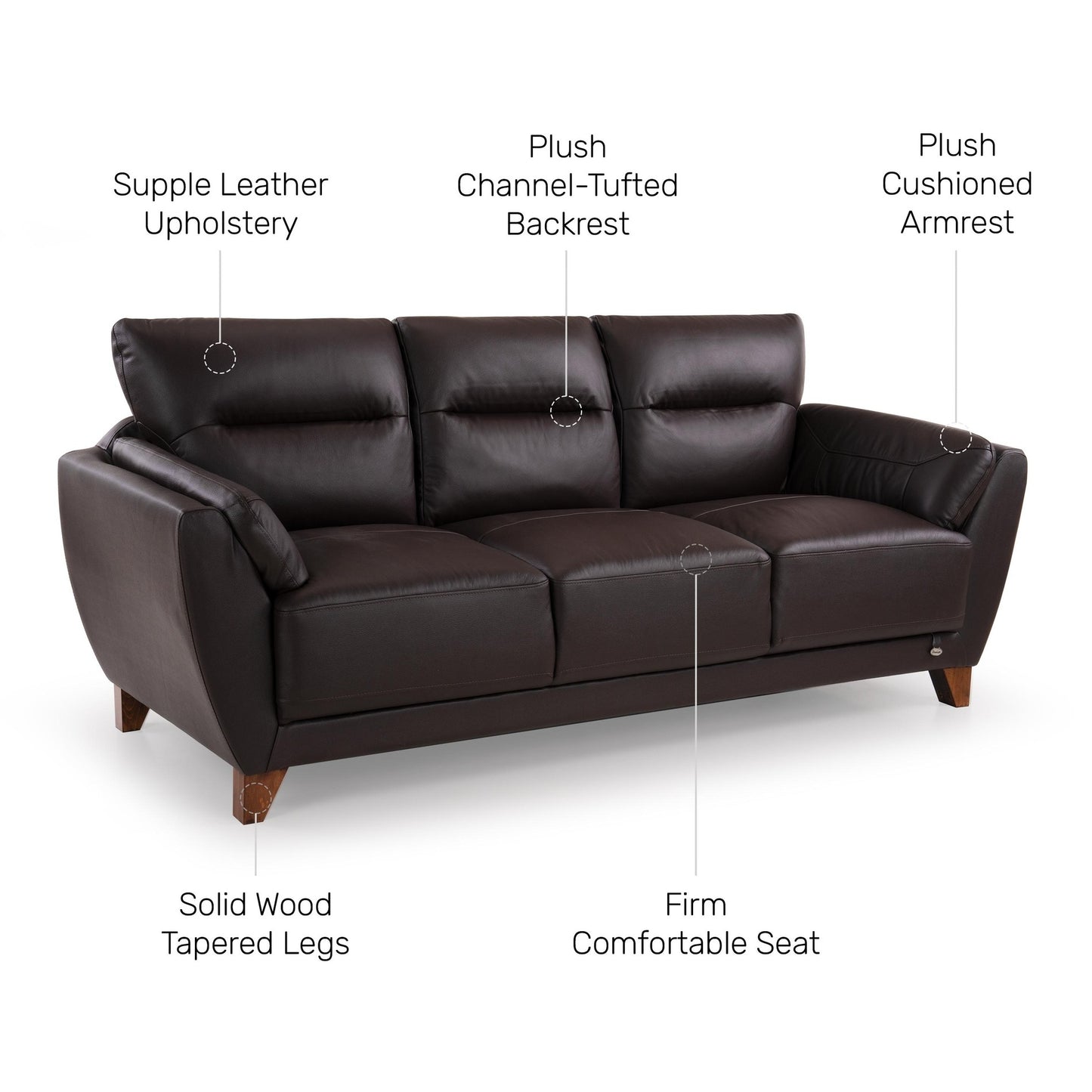 Johanna Leather 3 Seater Sofa