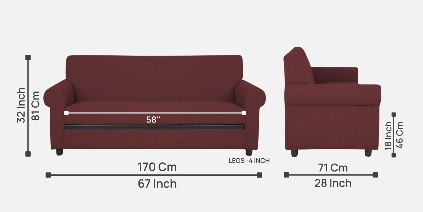 Ribby Fabric 3 Seater Sofa