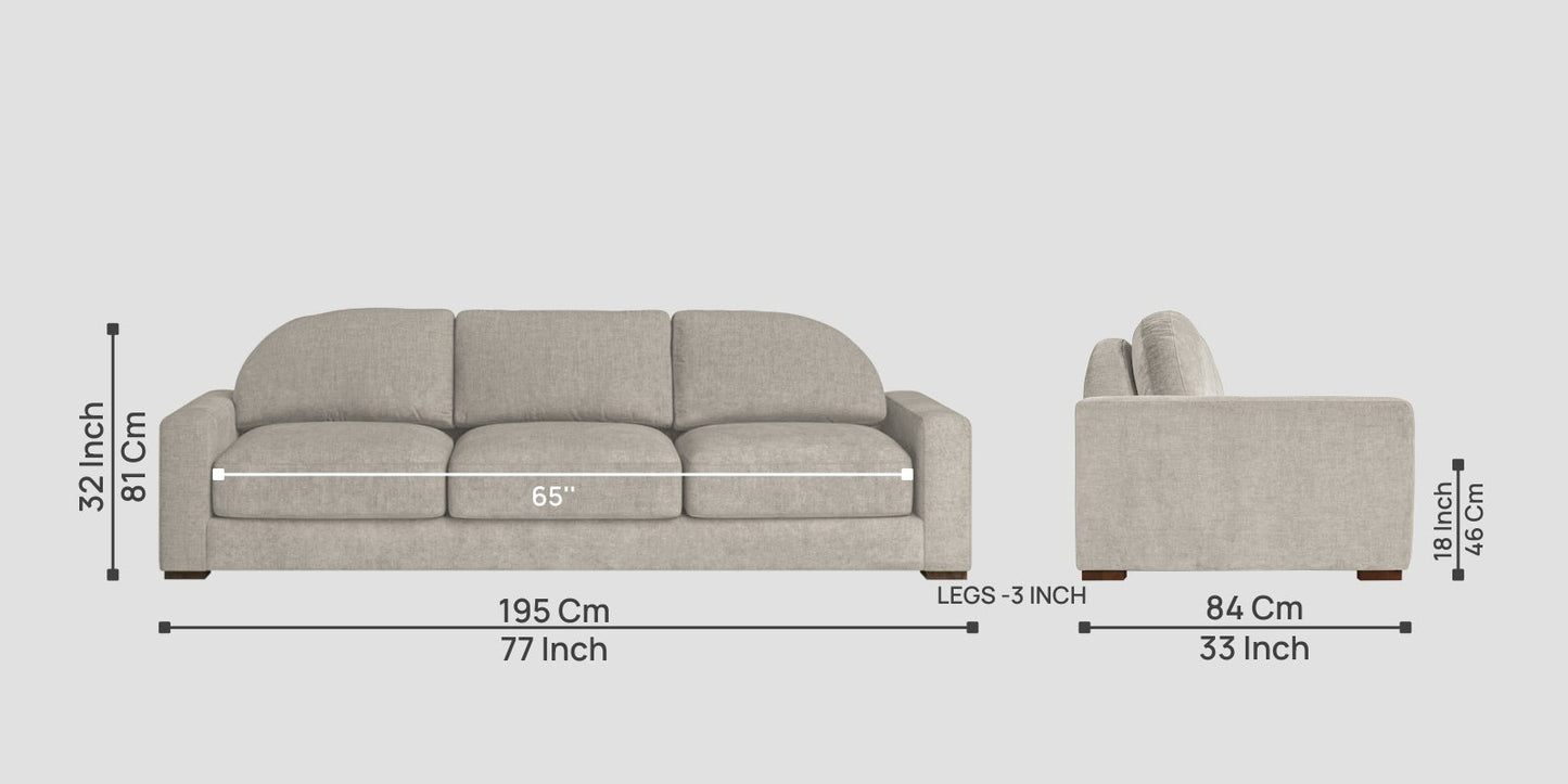 Dara Fabric 3 Seater Sofa