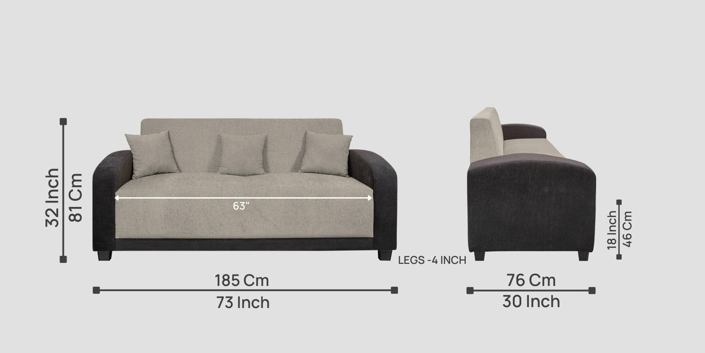 Alex Fabric 3 Seater Sofa