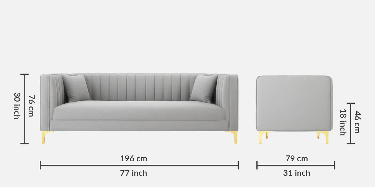 Jacki Velvet 3 Seater Sofa in Concrete grey Colour