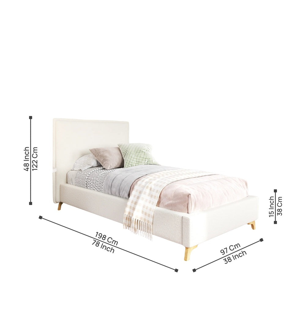Jiva Boucle Fabric Upholstered Single Size Bed