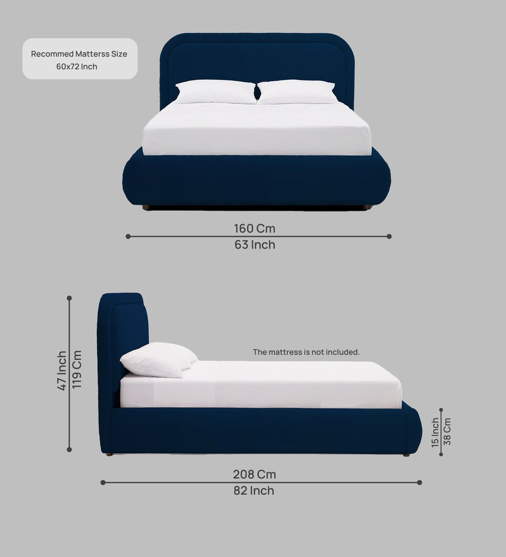 Luno Boucle Fabric Queen Size Bed