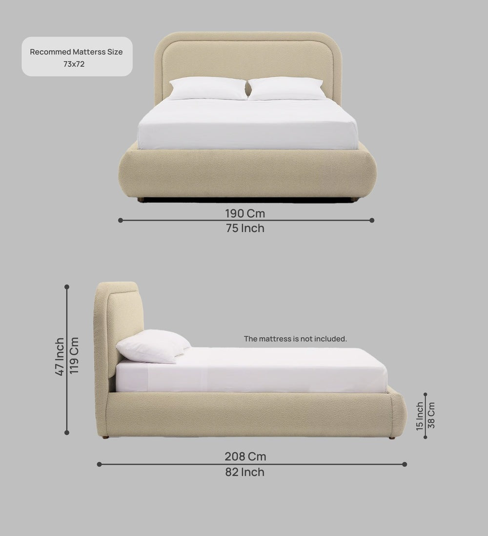 Luno Boucle Fabric King Size Bed