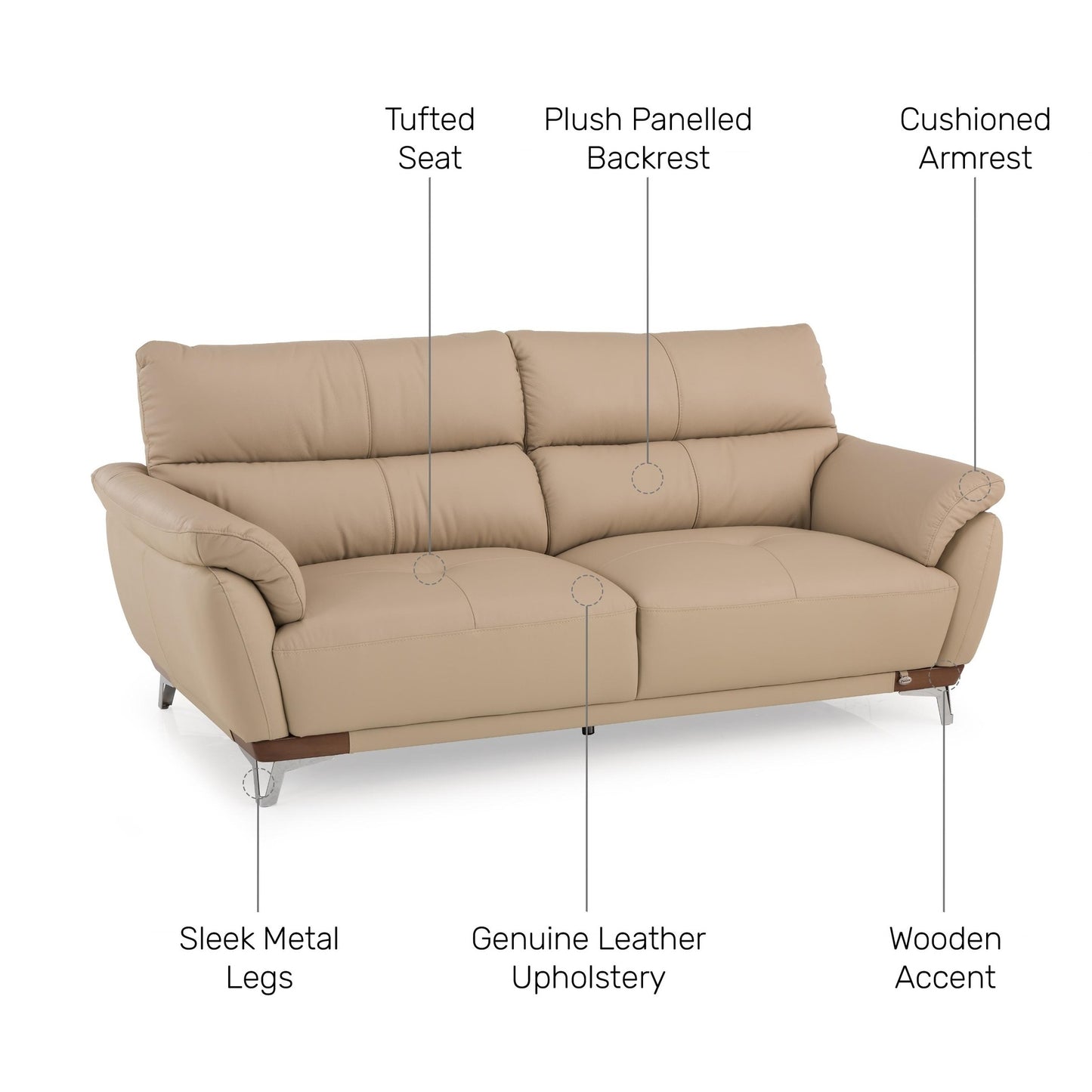 Perry Leather 3 Seater Sofa