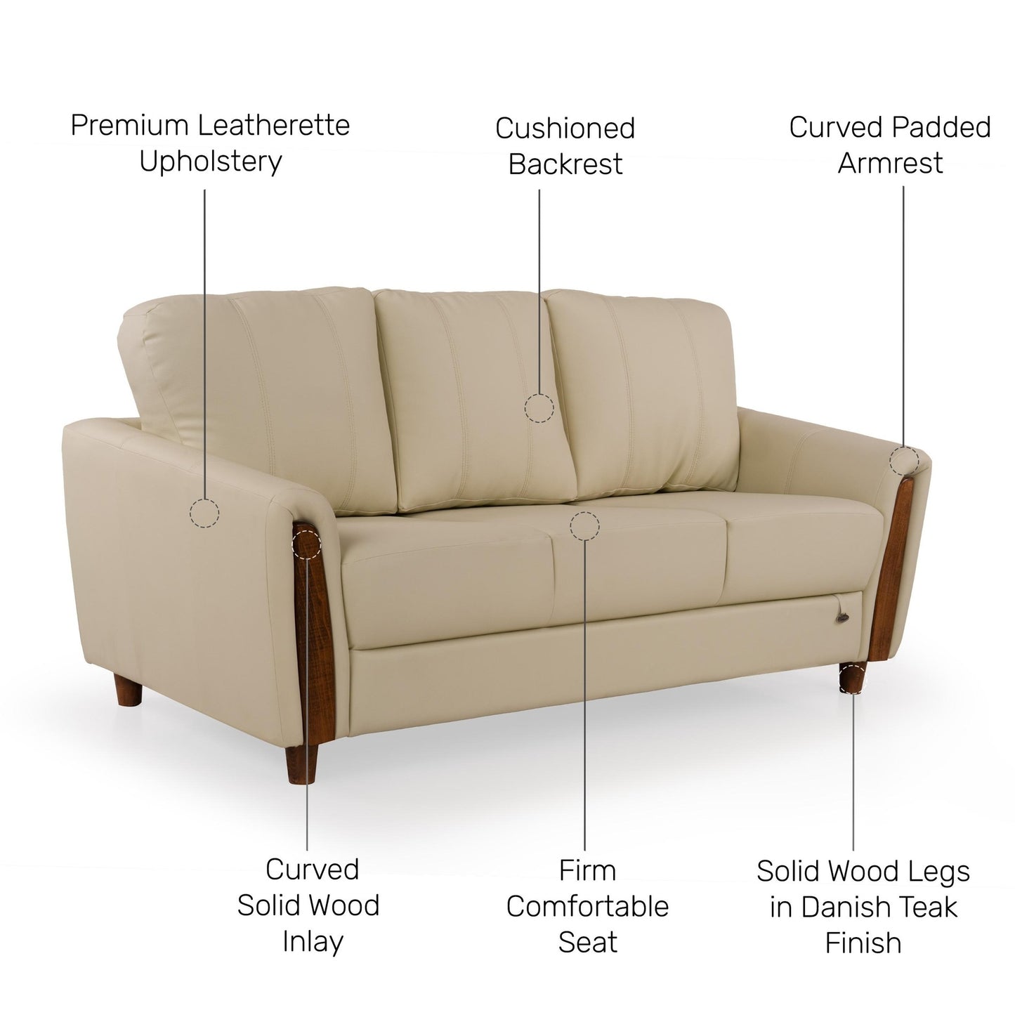 Pure Martha Leatherette 3 Seater Sofa