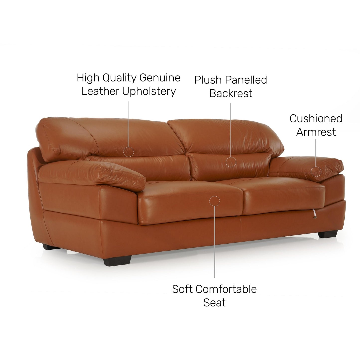 Hensley Leather 3 Seater Sofa