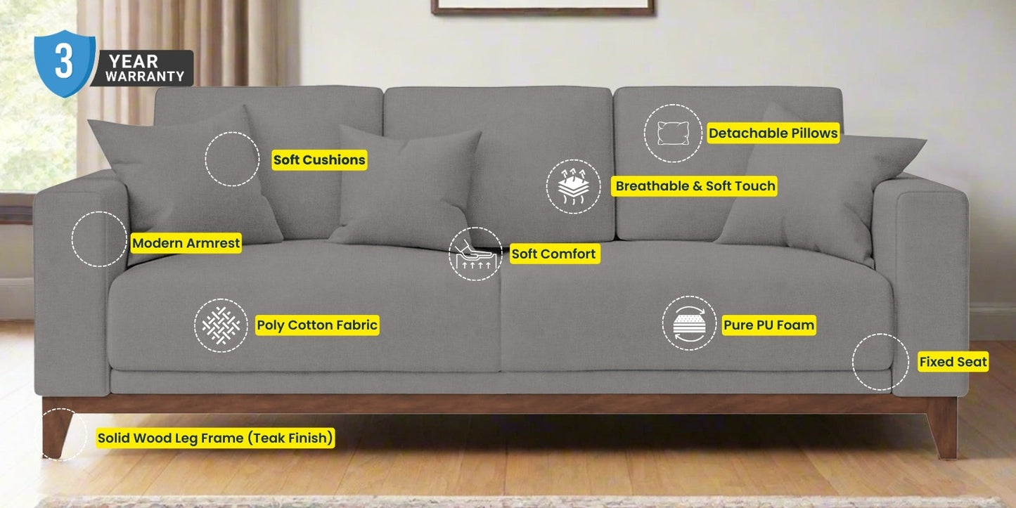 Luca Fabric 3 Seater Sofa