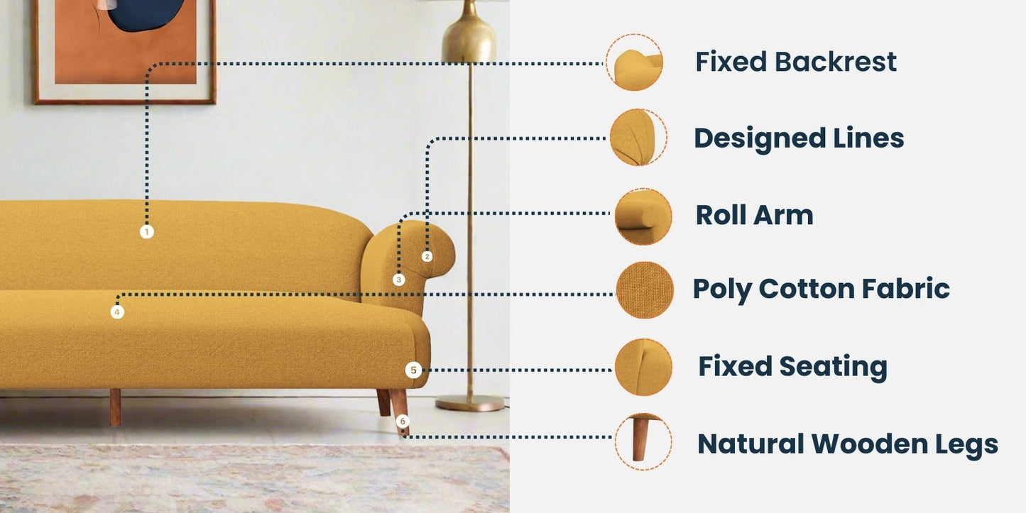 Barber Fabric 3 Seater Sofa