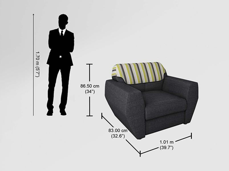 Facet 1 Seater Sofa Fabric Steel Grey