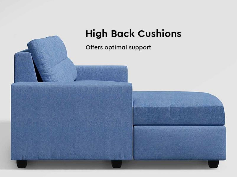 Cyan L Shape Sofa Fabric Blue