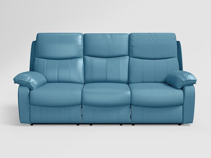 Alantra 3 Seater Recliner Leatherette Blue