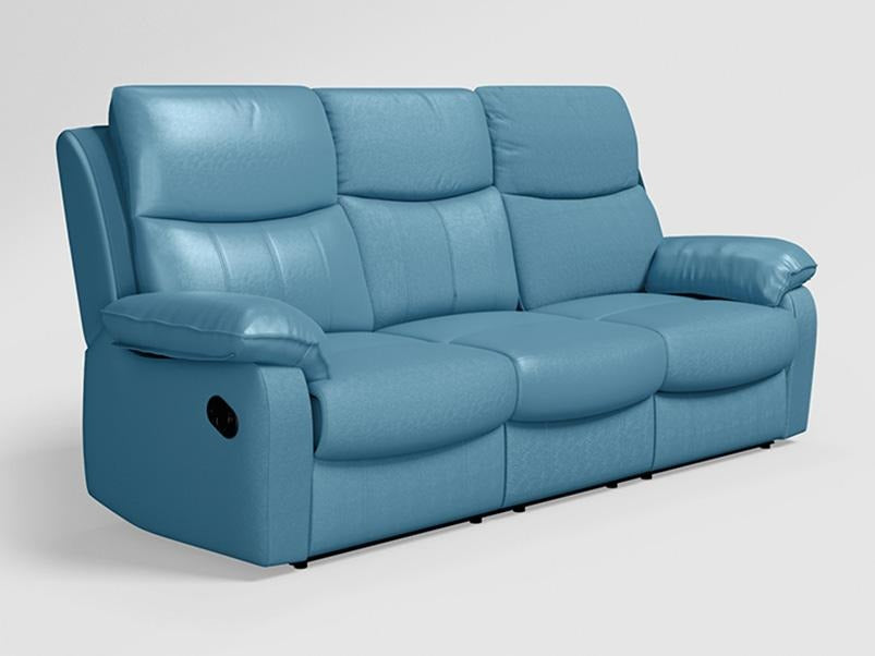 Alantra 3 Seater Recliner Leatherette Blue