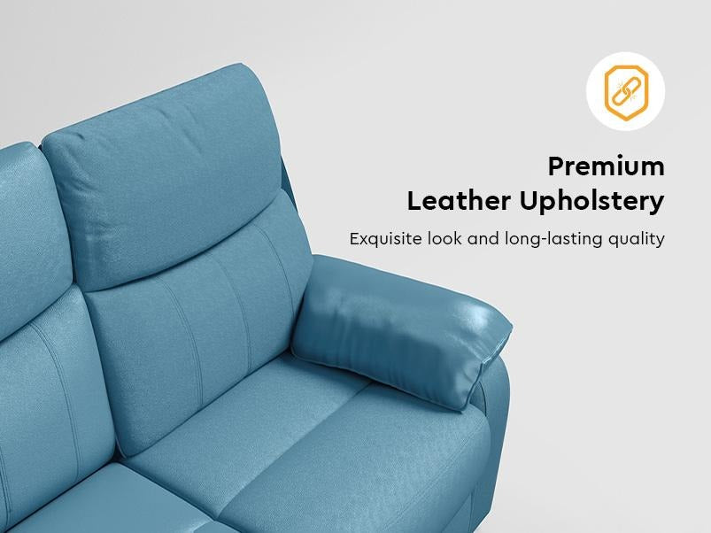 Alantra 3 Seater Recliner Leatherette Blue
