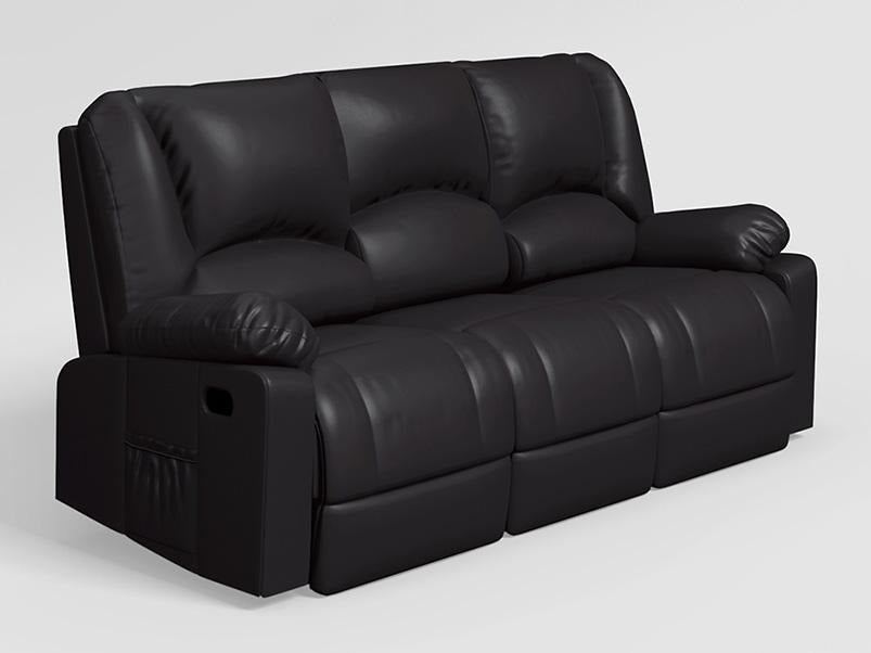 Rhine V3 3 Seater Recliner Synthetic Leather Brown