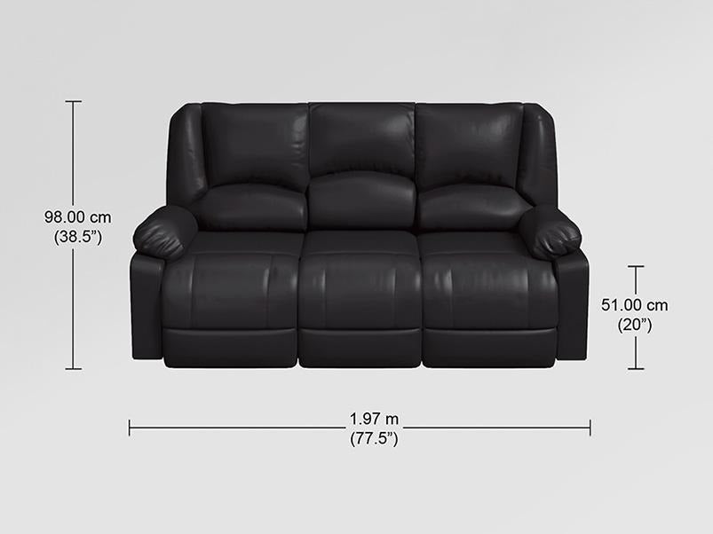 Rhine V3 3 Seater Recliner Synthetic Leather Brown