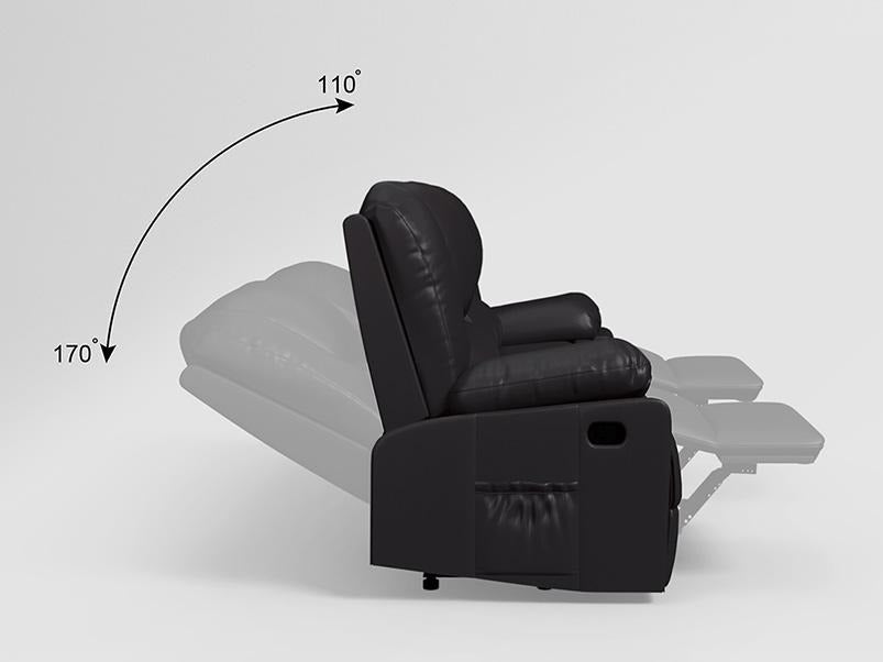 Rhine V3 3 Seater Recliner Synthetic Leather Brown
