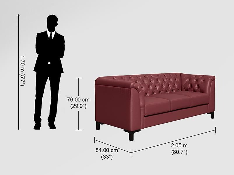 Majesta Plus 3 Seater sofa Leather Cherry