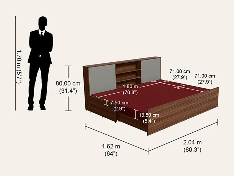 Vurv Wooden Diwan Sofa Bed with Queen Size Mattress