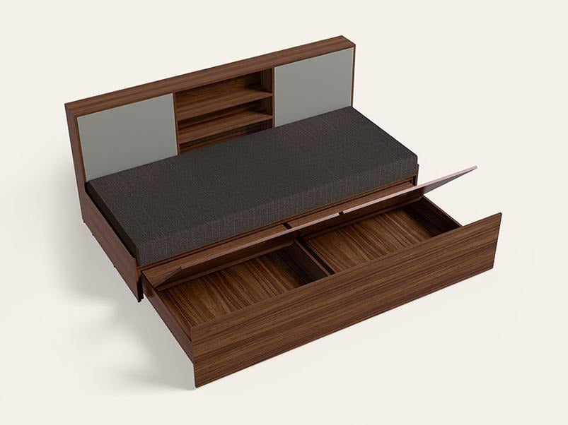 Vurv Wooden Diwan Sofa Bed with Queen Size Mattress