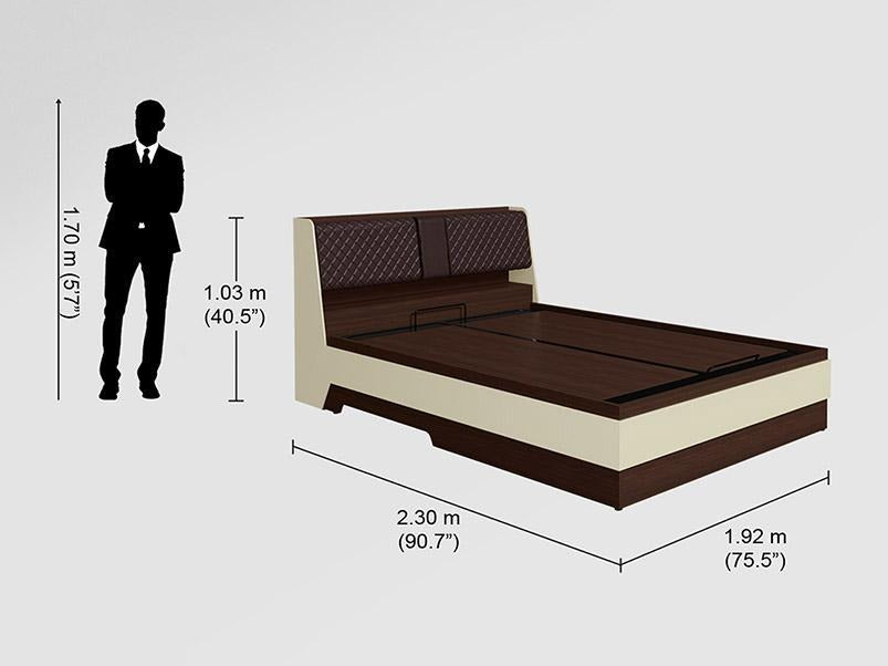Aero King Size Bed With Upholstered Headboard and Hydraulic Storage