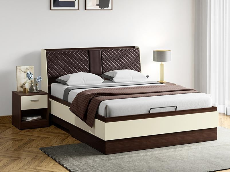 Aero King Size Bed With Upholstered Headboard and Hydraulic Storage