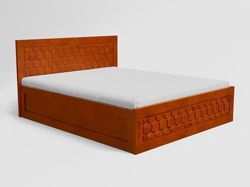 Honeycomb Queen Size Solid Wood Bed With Box Storage