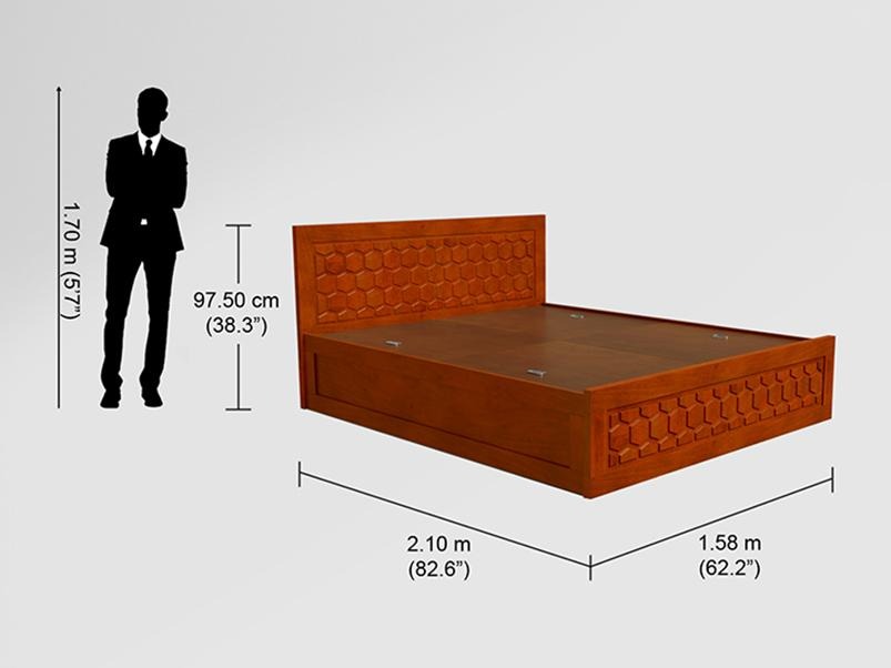 Honeycomb Queen Size Solid Wood Bed With Box Storage