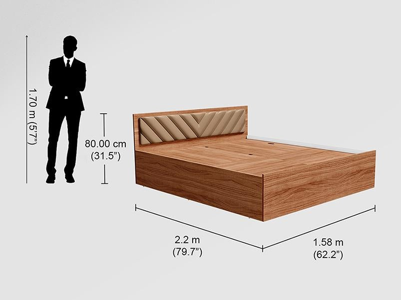 Alina Queen Size Bed With Upholstered Headboard Pullout & Box Storage