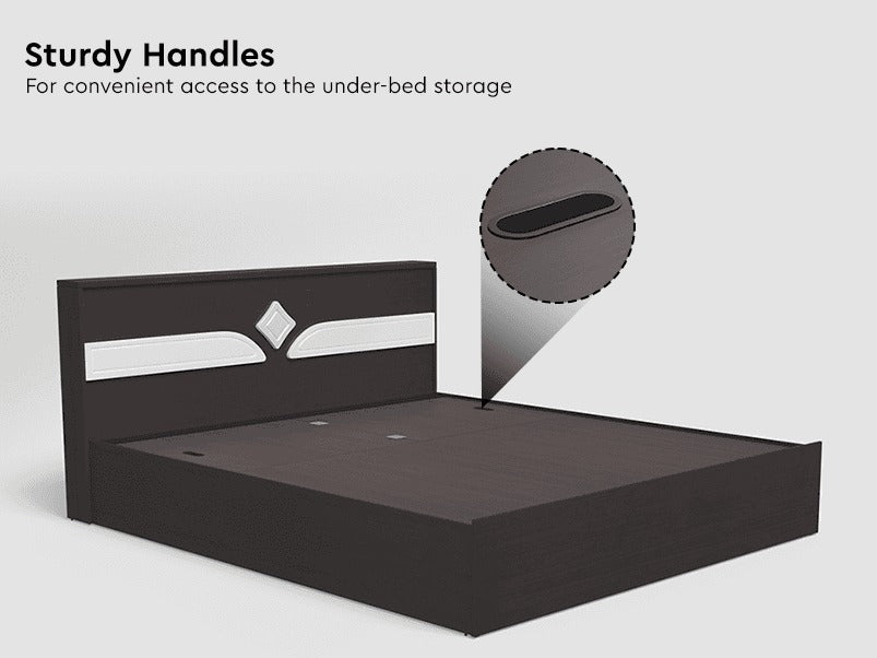 Astra V2 Queen Size Engineered Wood Bed with Pullout Storage