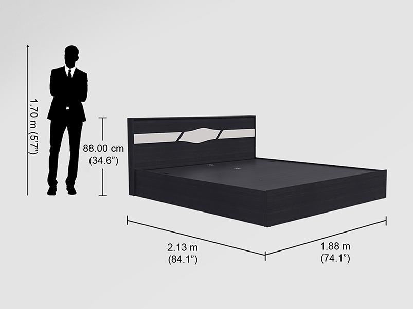 Arcadia V2 King Size Engineered Wood Bed with Half Hydraulic Storage