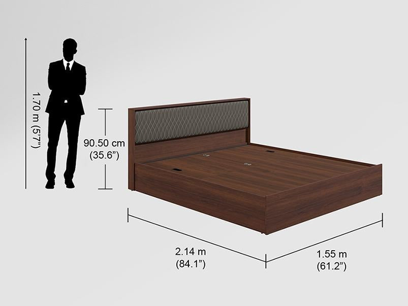 Eden V2 Queen Size Bed with Upholstered Headboard and Pullout Storage