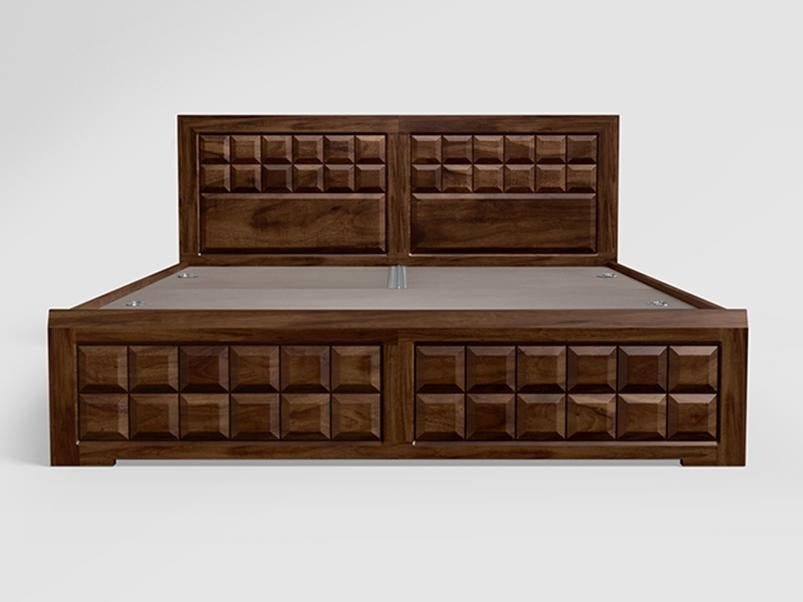 Tetris Queen Size Solid Wood Bed with Pull-Out Storage