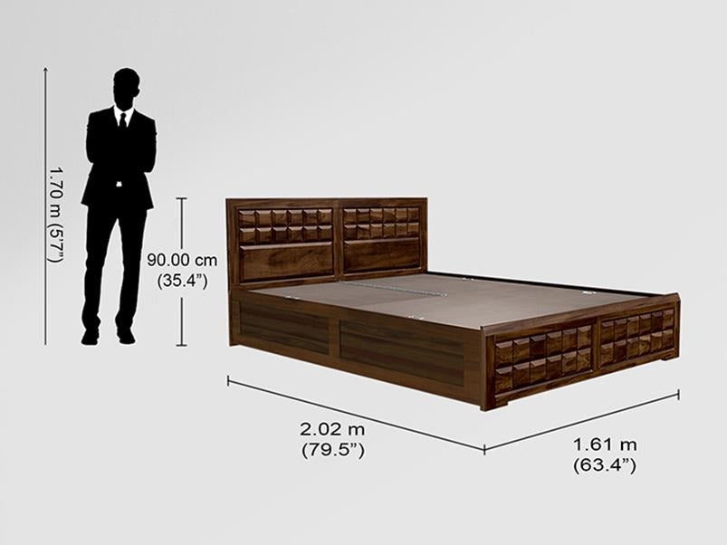 Tetris Queen Size Solid Wood Bed with Pull-Out Storage