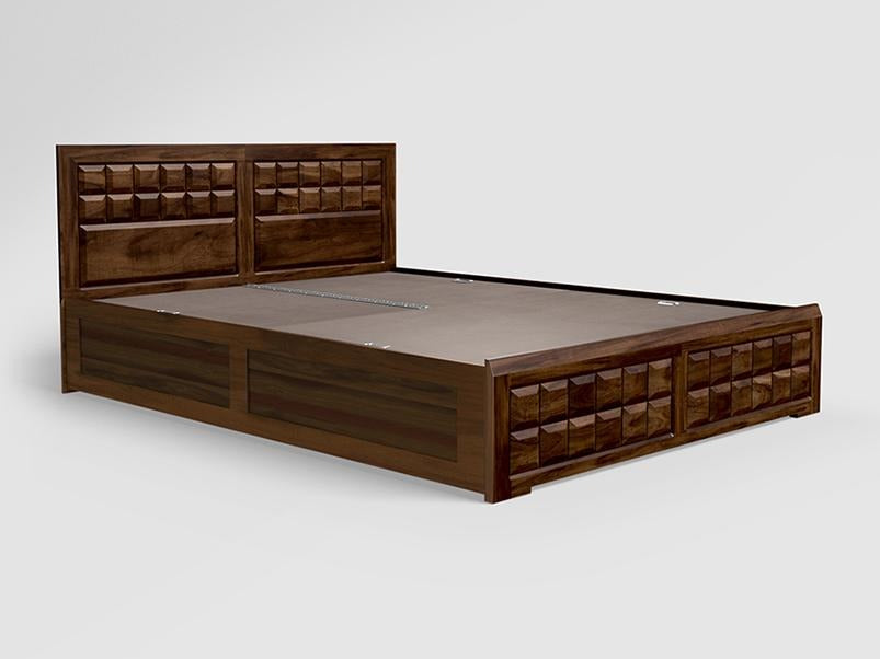 Tetris Queen Size Solid Wood Bed with Pull-Out Storage