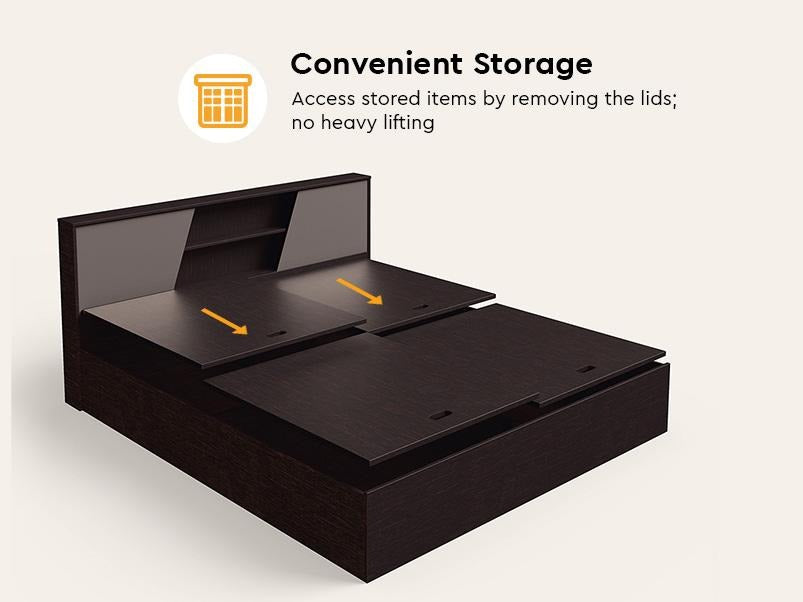 Hannah King Size Engineered Wood Bed with Box Storage