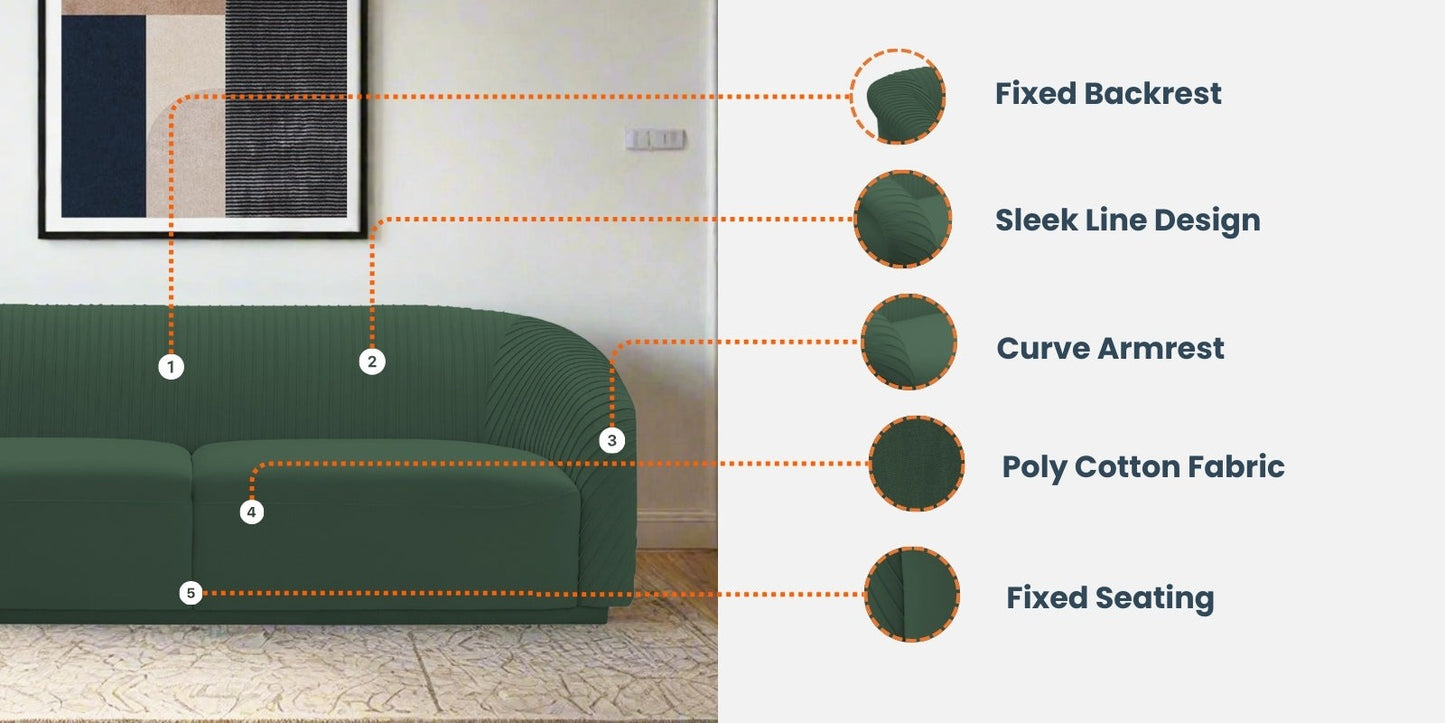 Yara Velvet Fabric 3 Seater Sofa