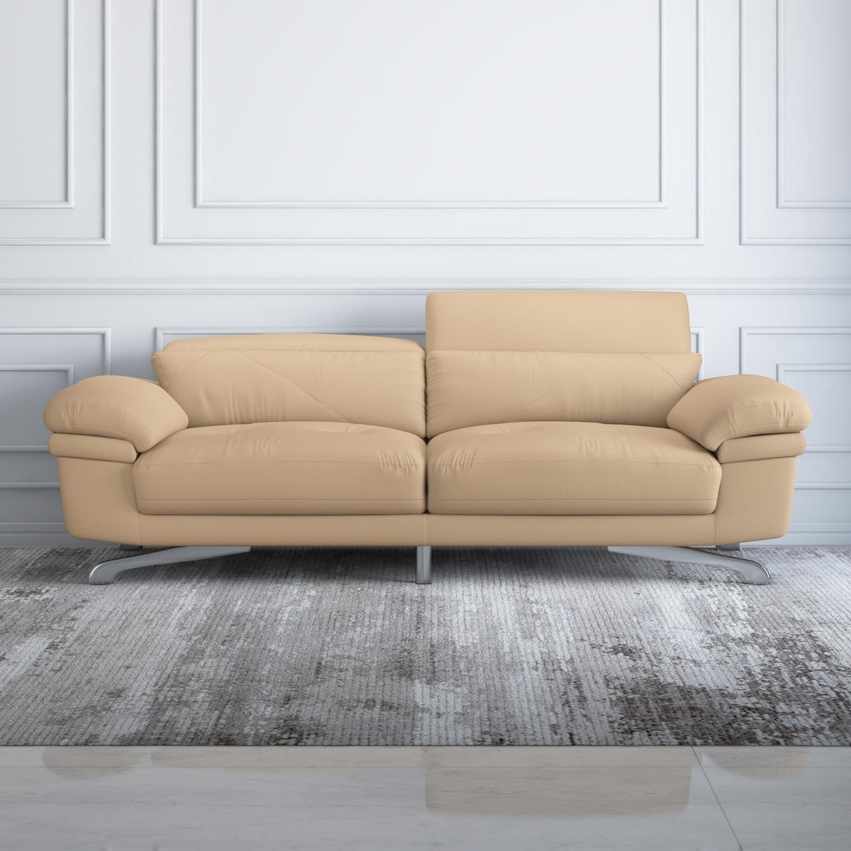 Philly Leather 3 Seater Sofa with Adjustable Headrest
