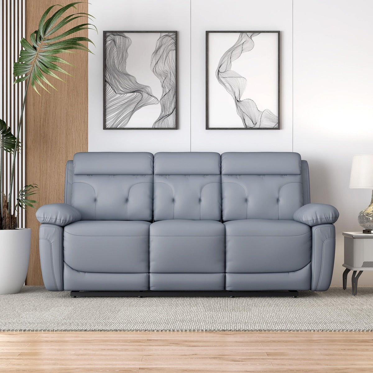 Alisio Leatherette 3 Seater Manual Reclining Sofa